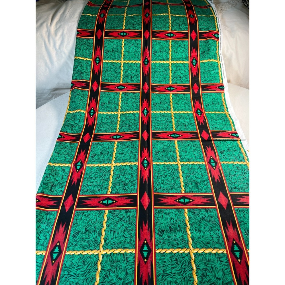 Fabric - Vintage 90s Christmas Corral Western Ponderosa Plaid Daisy Kingdom BTY